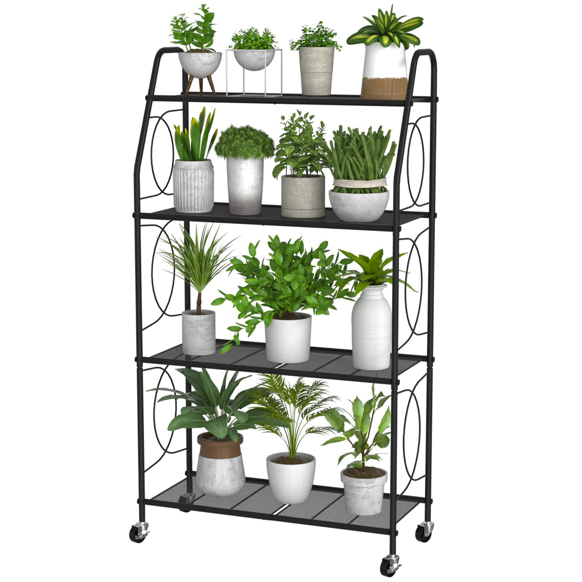 VyGrow front view plant stand showing four tiers and neat organization