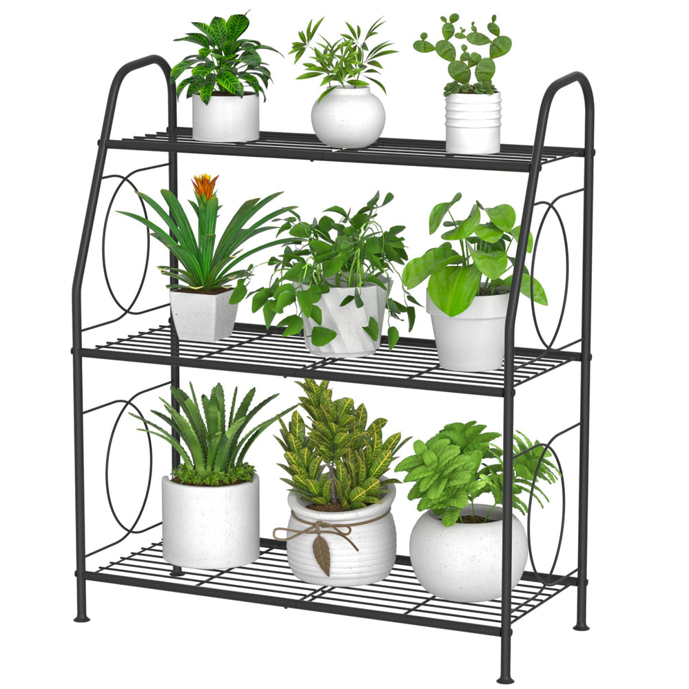 VyGrow front view plant stand showing three-tier storage and neat display benefit