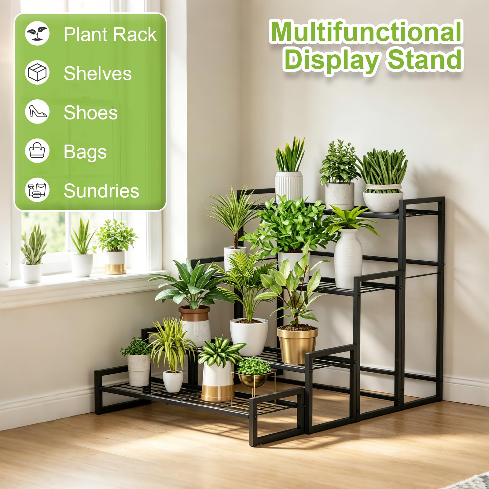 VyGrow in horizontal layout on patio illustrating wide display and stable support