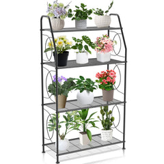 VyGrow plant stand front view showing sturdy multi-tier display and neat organization