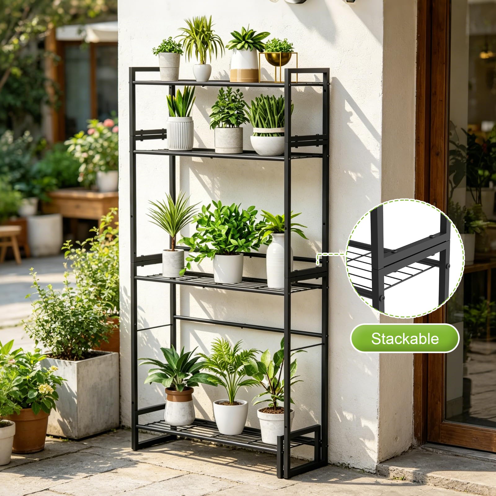 VyGrow tier height comparison with pots showing scalable levels and plant accommodation