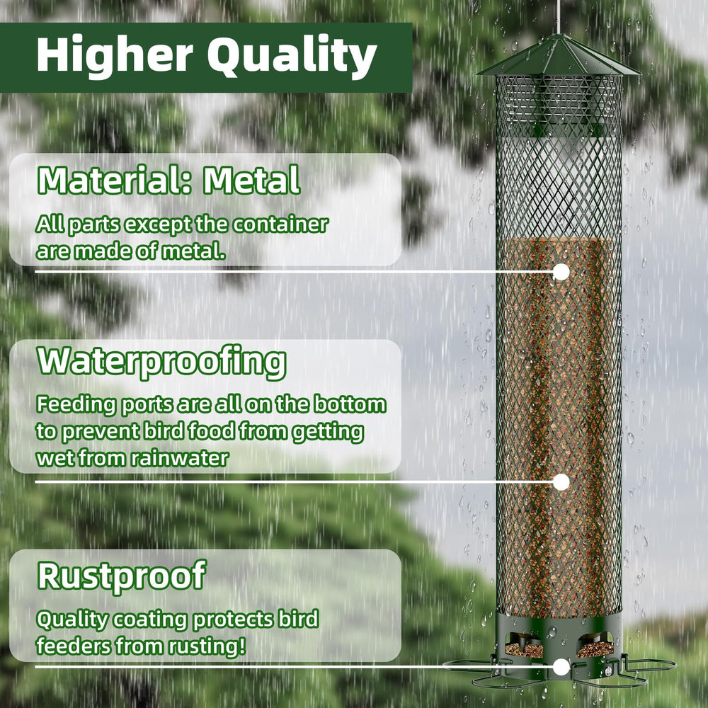 VYHAG feeder hanging in garden with birds feeding benefit: attracts small songbirds safely