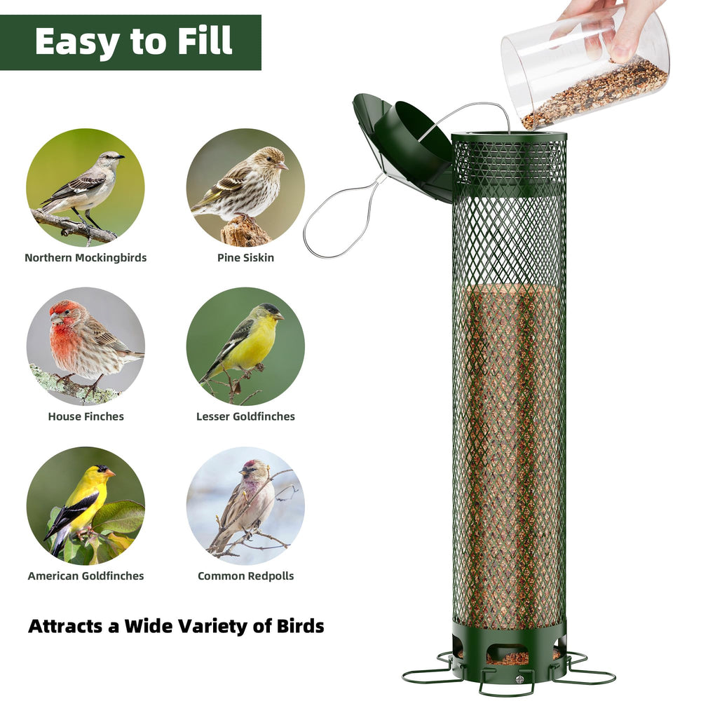 VYHAG feeder next to ruler showing 5.5 lb capacity benefit: fewer refills
