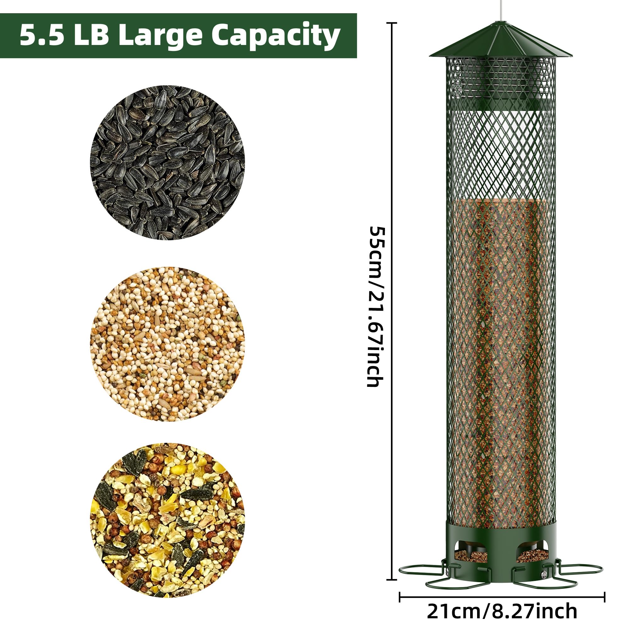 VYHAG rainproof seal and top detail benefit: keeps seed dry longer