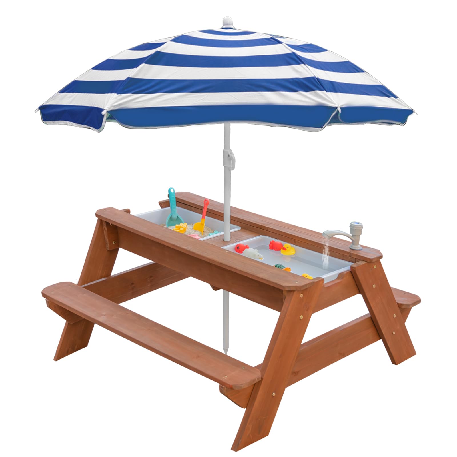VYOMAMA front view picnic table showing seating and convertible top for versatile play