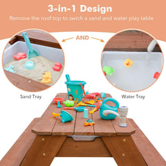 VYOMAMA removed top revealing two plastic activity trays for sand and water play