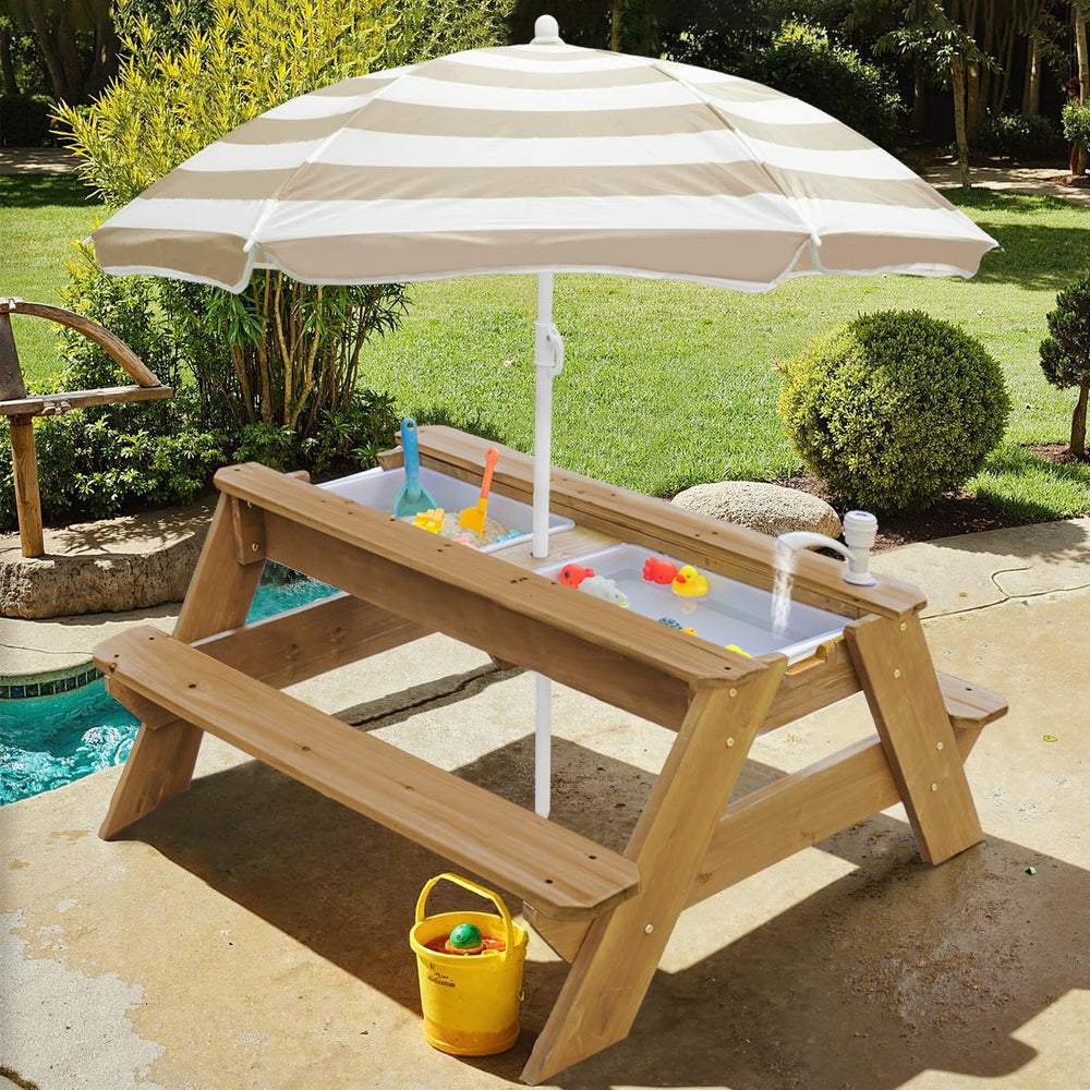 VYOMAMA umbrella installed providing shaded play and sun protection outdoors