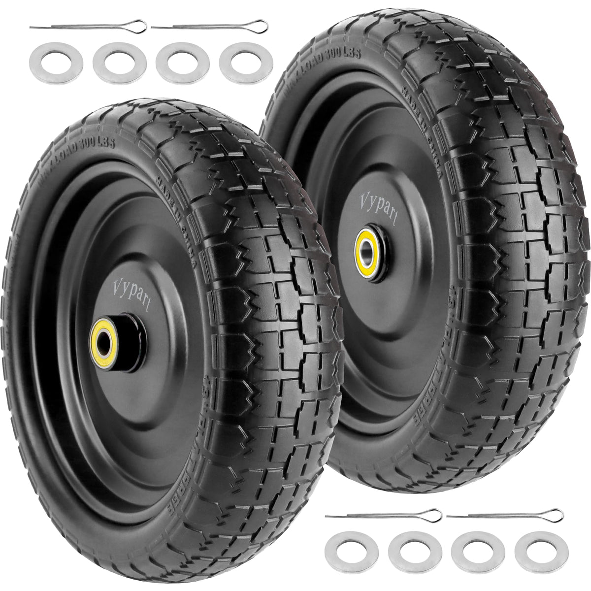Vypart front profile wheel showing tire shape and durable construction for reliability