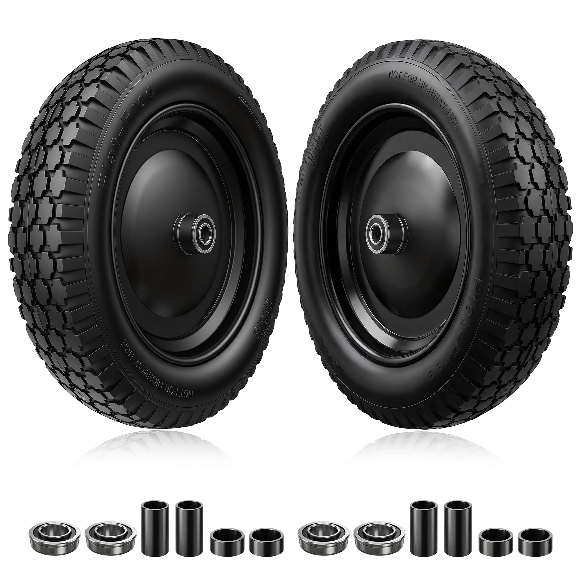 Vypart front view of complete wheel assembly shows durable rim and solid tire for reliable use