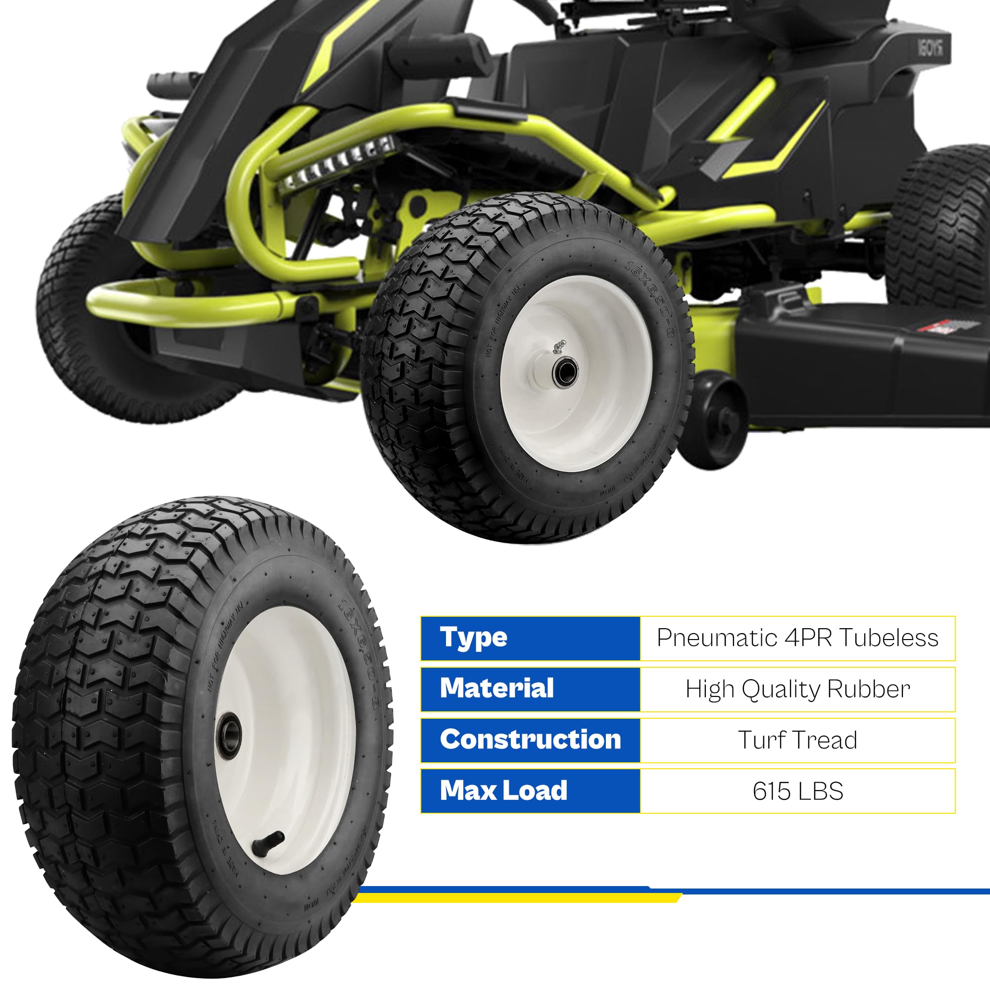 Vypart mounted on riding mower demonstrating direct-fit replacement