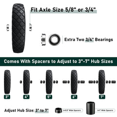 Vypart side profile hub detail showing adjustable 3-to-7 inch hub fit