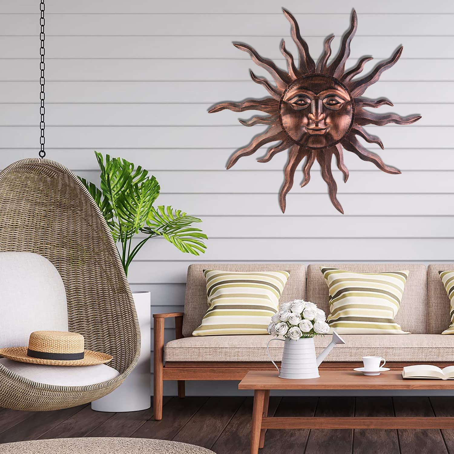 VZVXCC sun mounted on outdoor fence enhancing patio ambiance and durability