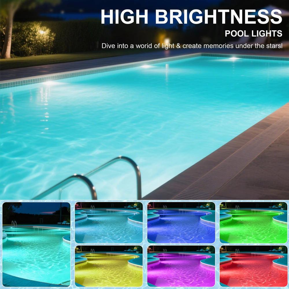 Vzyhik pool light displaying multiple color modes enhancing evening ambiance