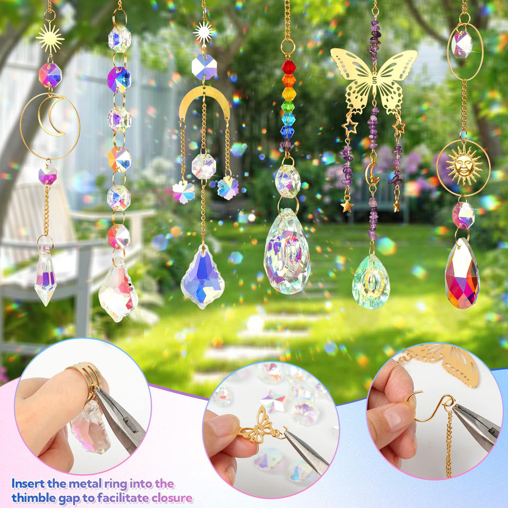 VZZNN assembled suncatcher in window casting colorful light across room