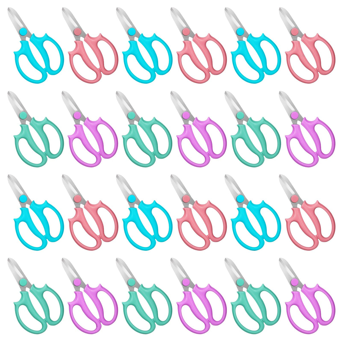 VZZNN front pack of 24 colorful shears showing variety and convenience