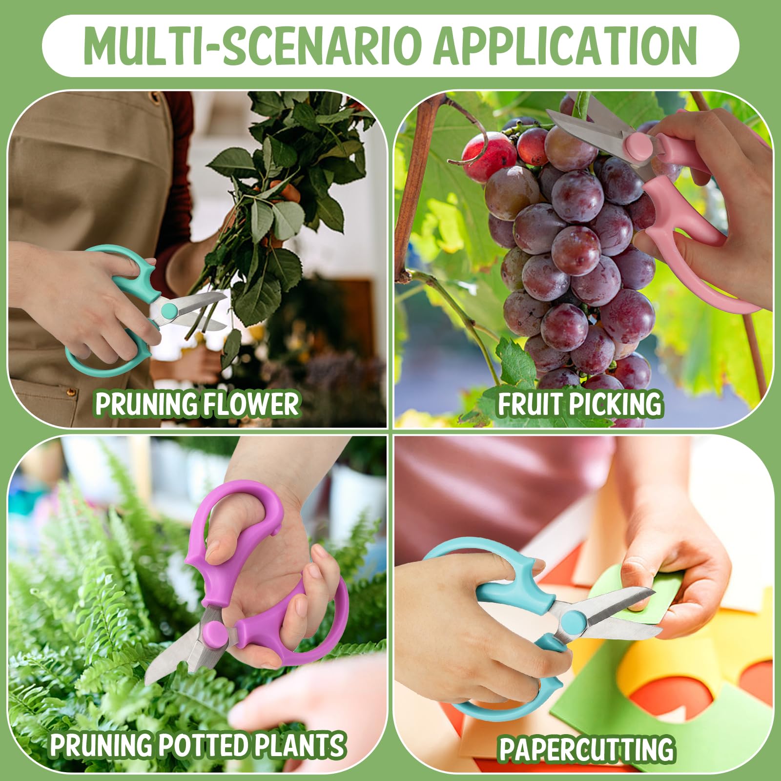VZZNN scissors trimming herbs showing accurate cuts and reduced plant damage