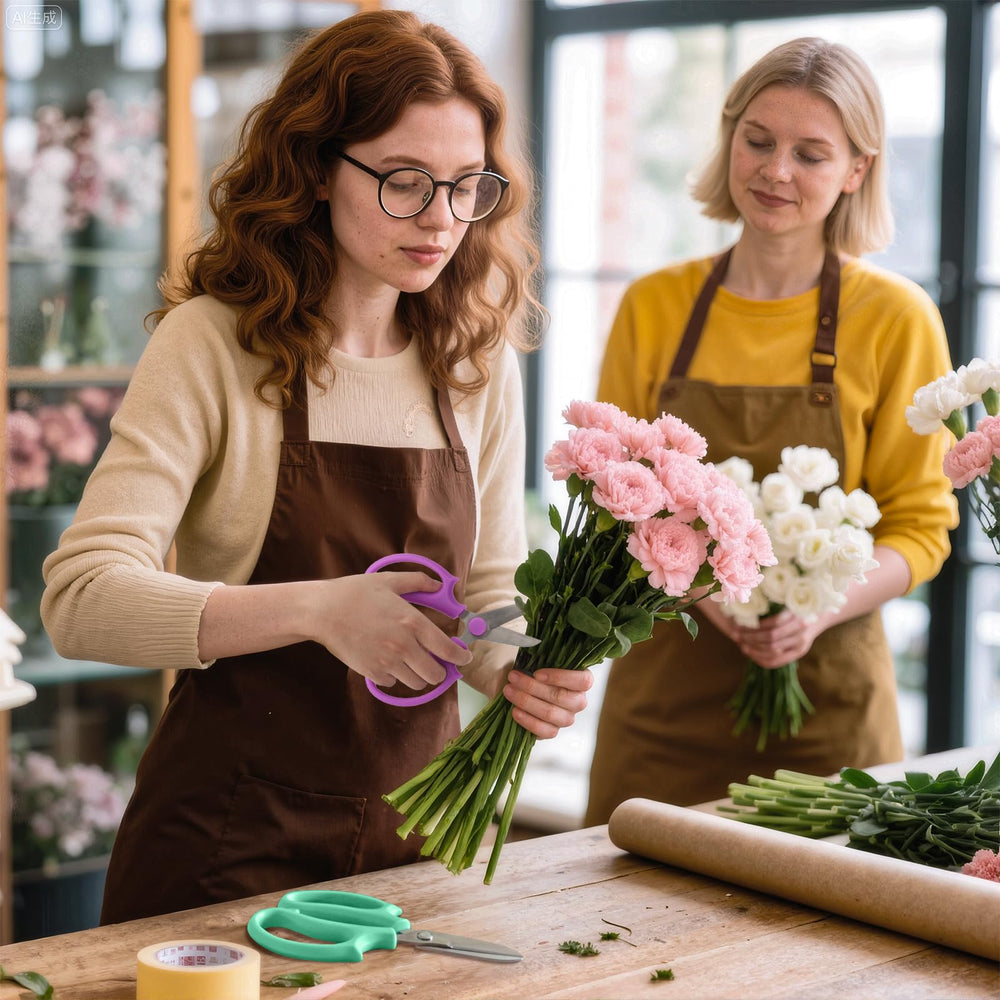 VZZNN gardener arranging bouquet showing fast workflow and professional results