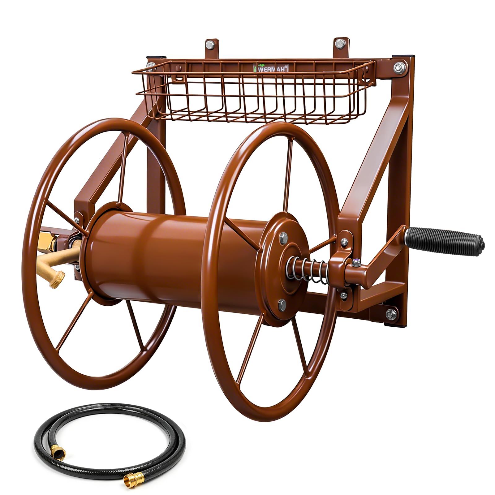 WERMAH front view wall-mounted reel showing compact storage and space saving