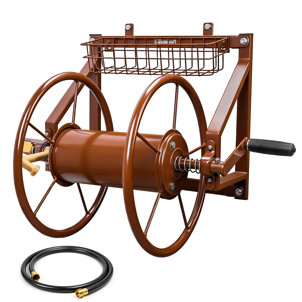 WERMAH front view wall-mounted reel showing compact storage and space saving