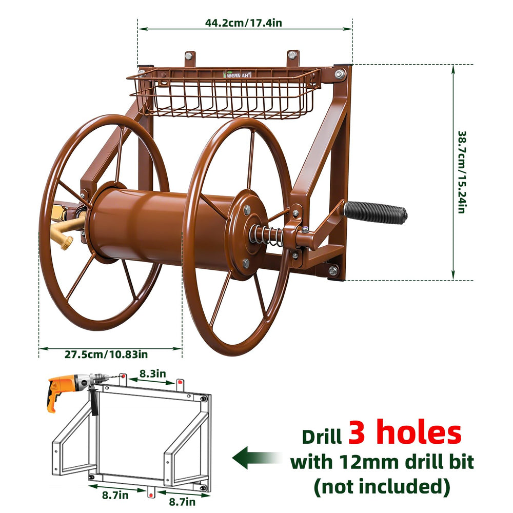 WERMAH mounted reel with tape measure for scale and capacity clarity