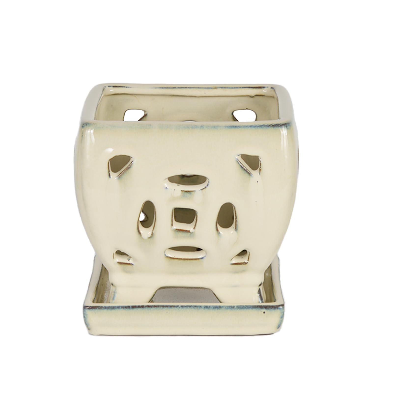 W&W orchid pot close-up of glazed finish highlighting smooth texture and easy cleaning