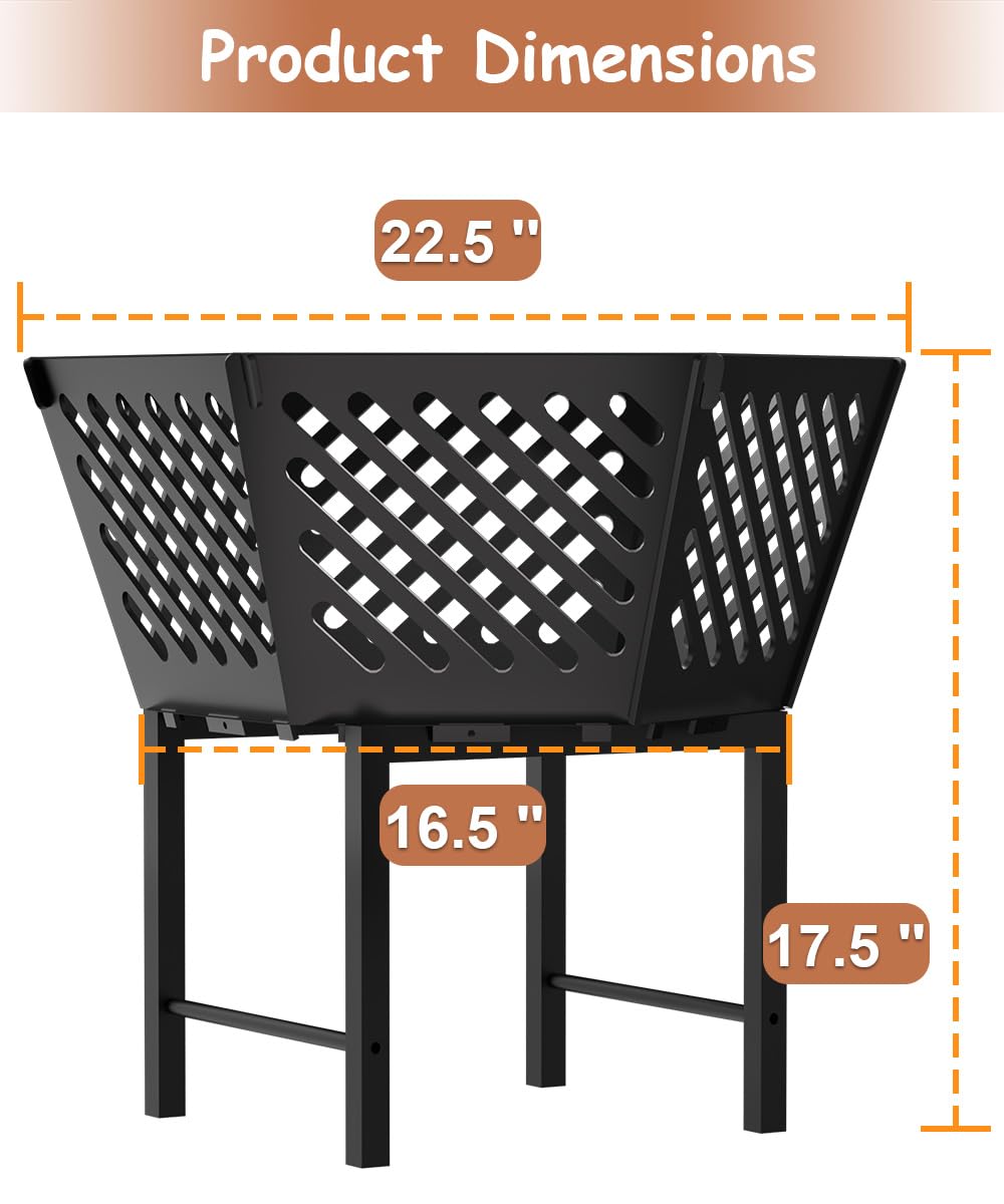 Waaliji fire pit next to person and backpack demonstrating compact scale