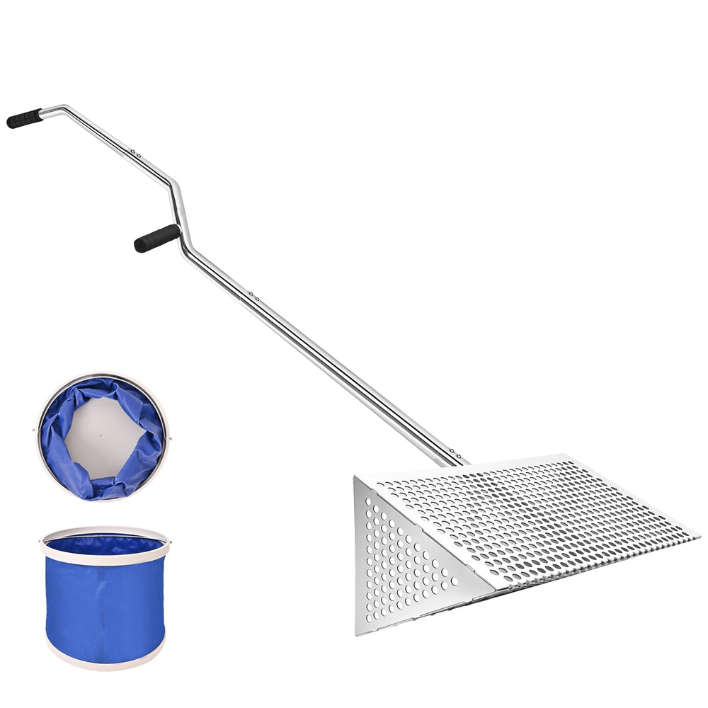 WAAWDOS front view of rake and bucket showing durable design and large basket