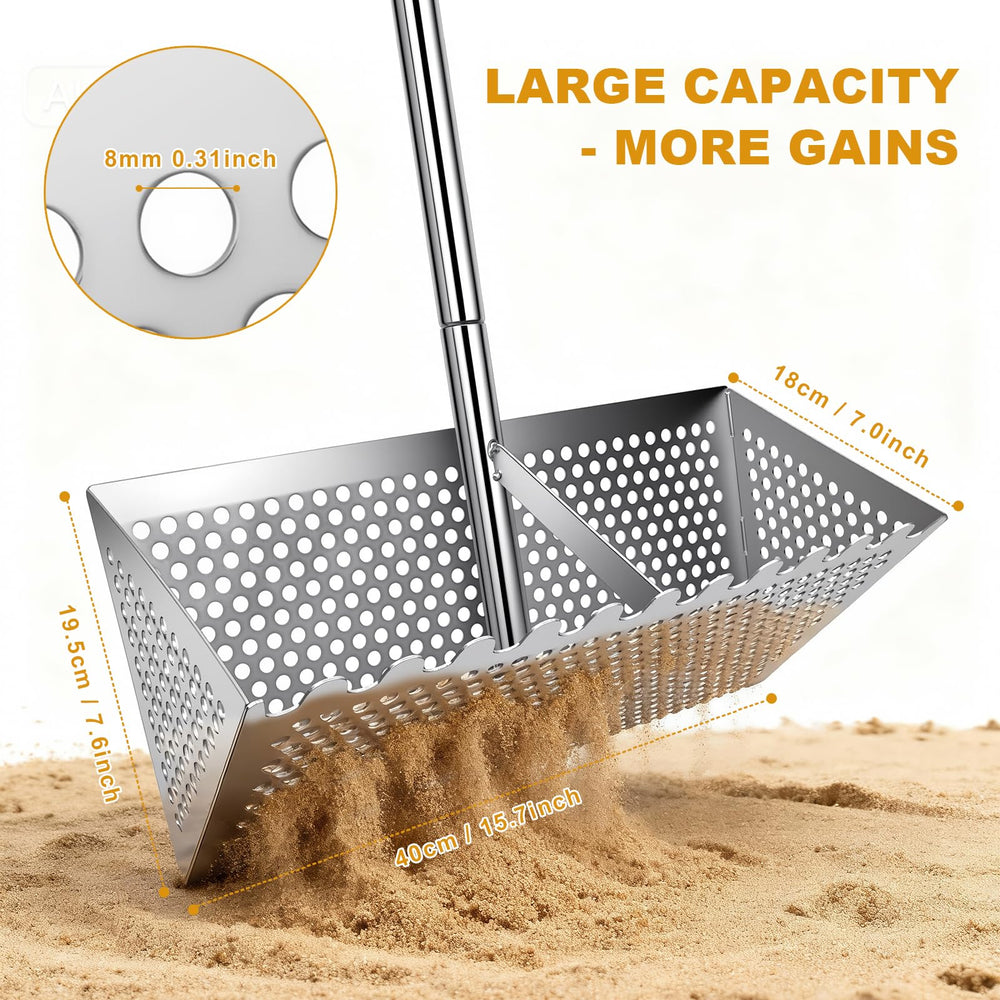 WAAWDOS rake in use on beach demonstrating ergonomic reach and efficiency