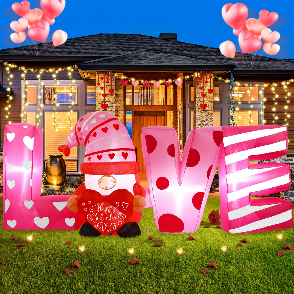 Wabolay front view of lighted love letters showing bold Valentine impact