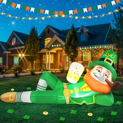 Wabolay front view inflatable leprechaun showing cheerful St Patrick’s decor benefit