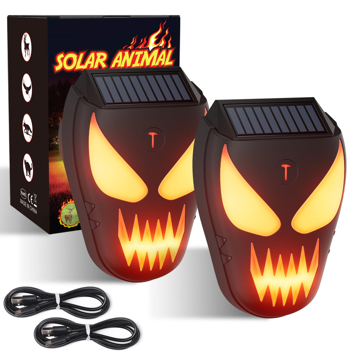 wacieo front view of solar repeller showing compact design and visual deterrent benefit