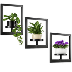 Wacloud front view of three metal picture-frame planters showing clean modern display