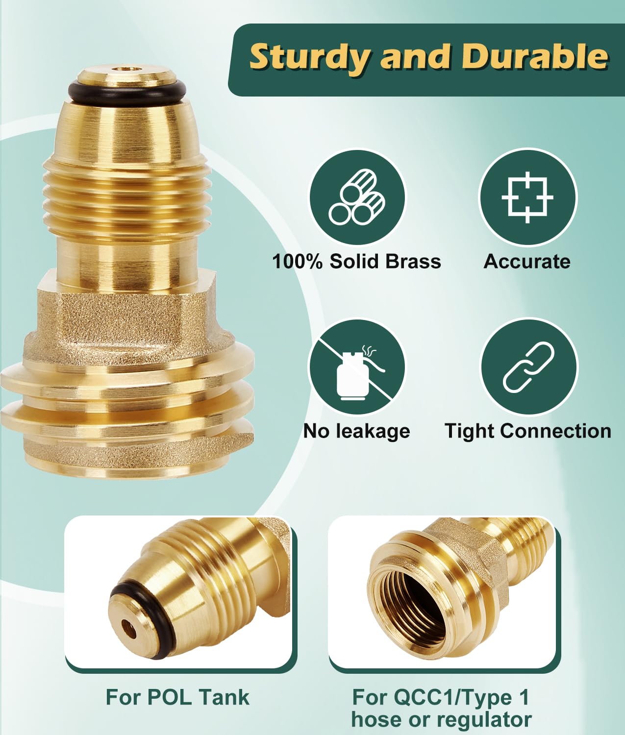 WADEO solid brass connector close-up providing durable, leak-resistant seal