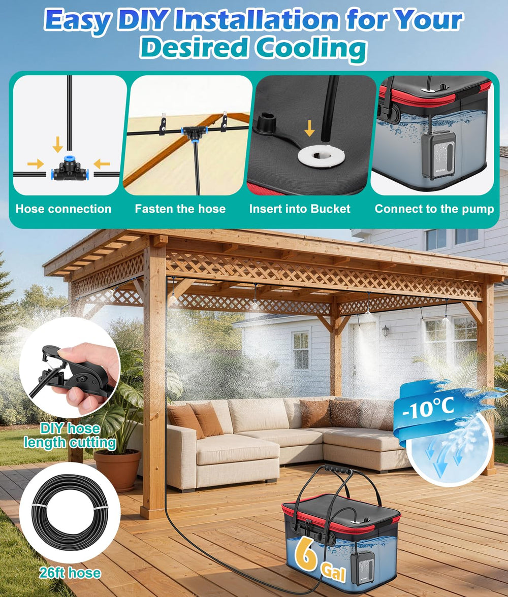 WADEO cooling in action on backyard deck lowering perceived temperature