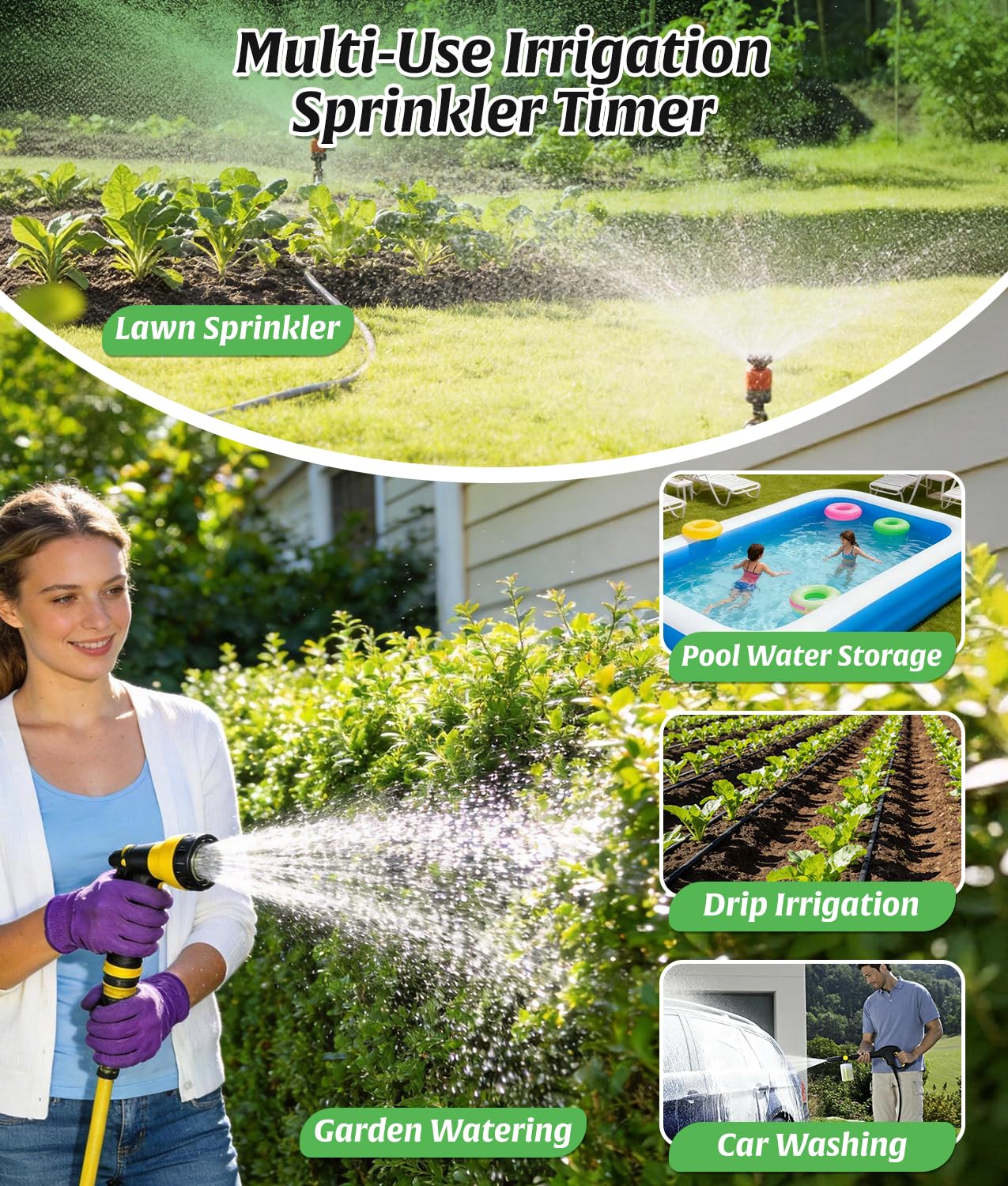 WADEO controlling garden sprinklers in a backyard for precise zone watering