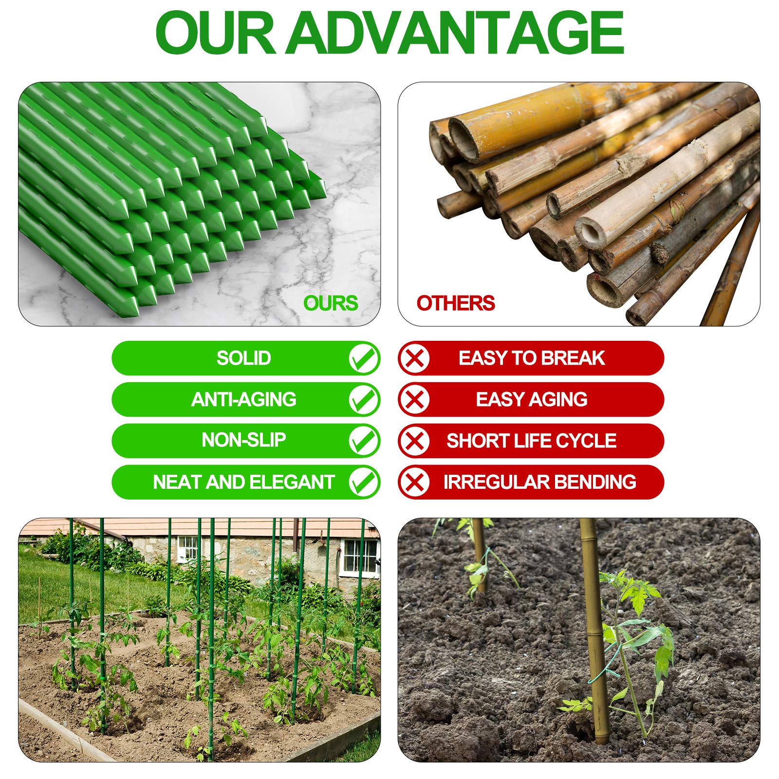 WAENLIR stakes forming trellis teepee in garden for tidy support