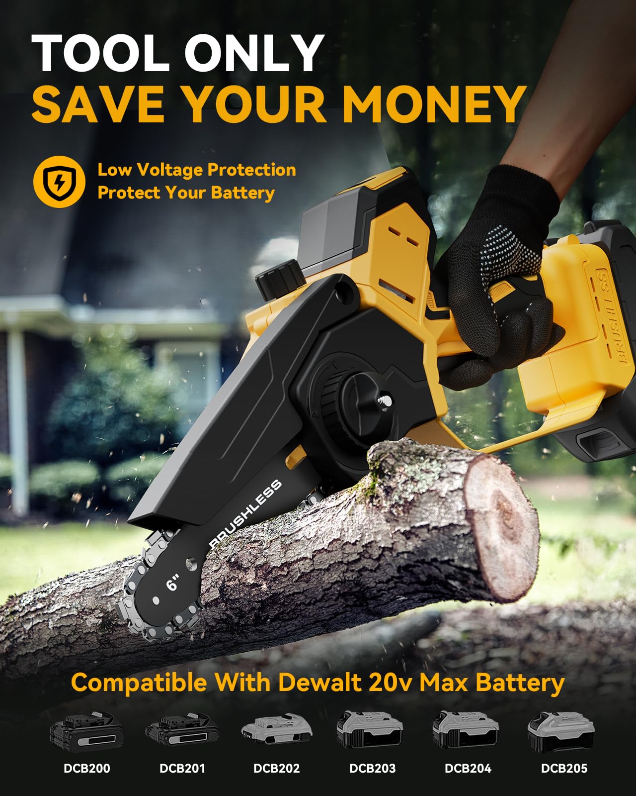 waitiey chainsaw with 6-inch bar attached for precise pruning control