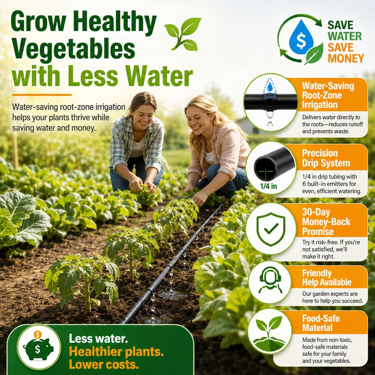 WAIWL installed dripline along raised bed delivering water to plant roots
