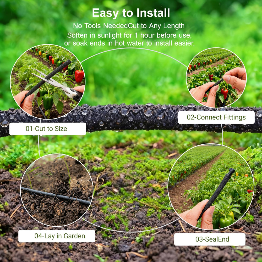 WAIWL hose spiraled at tree base for deep-root watering and reduced waste