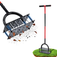 Wakuka front view of assembled aerator showing 16-spike layout and handle benefits comfort