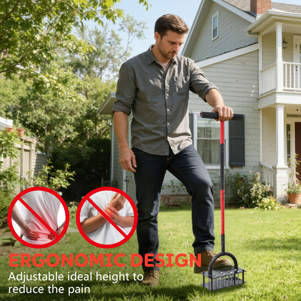 Wakuka aerator next to a yard ruler showing scale to help choose tool size