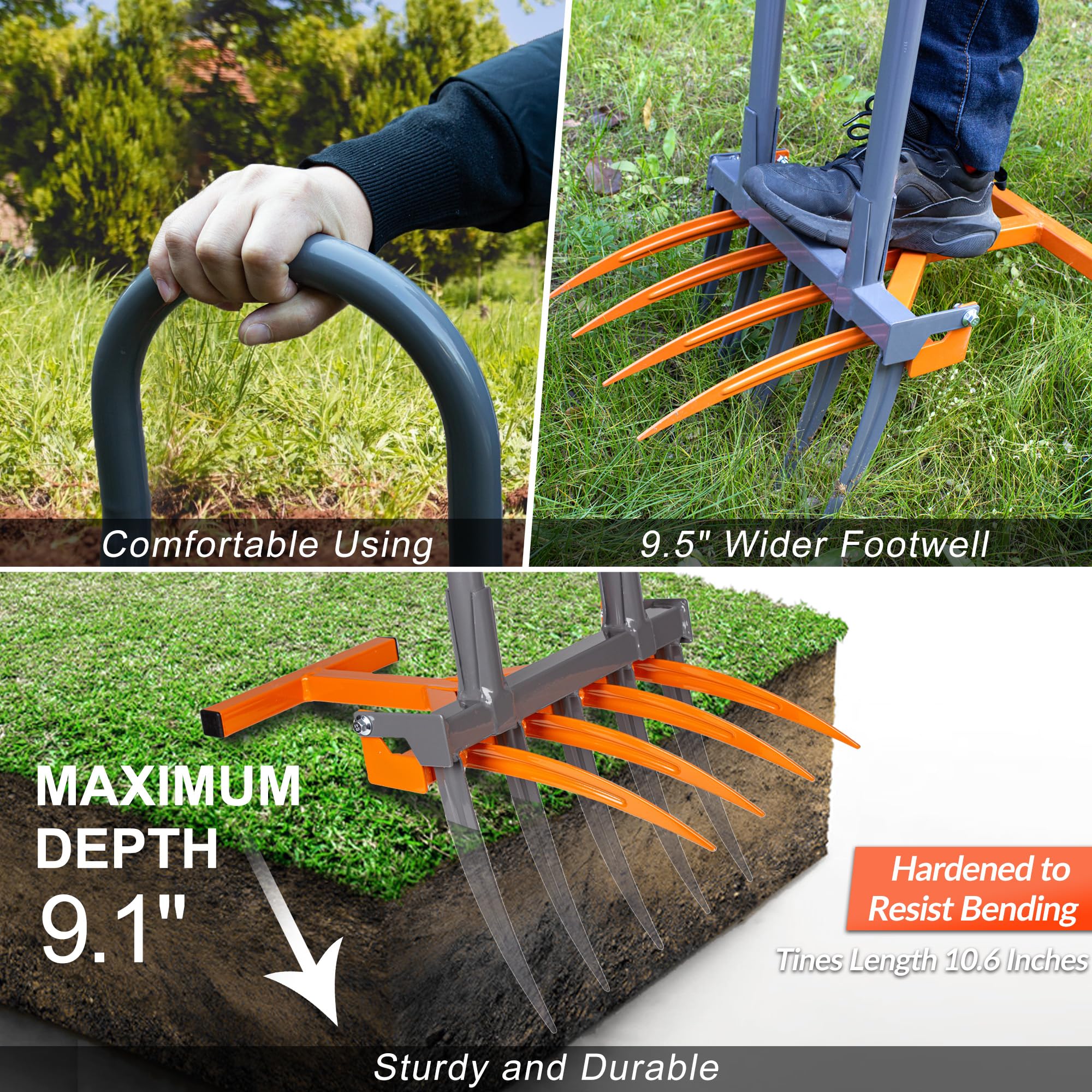 Walensee closeup of hardened tines illustrating durability and deep soil penetration benefit