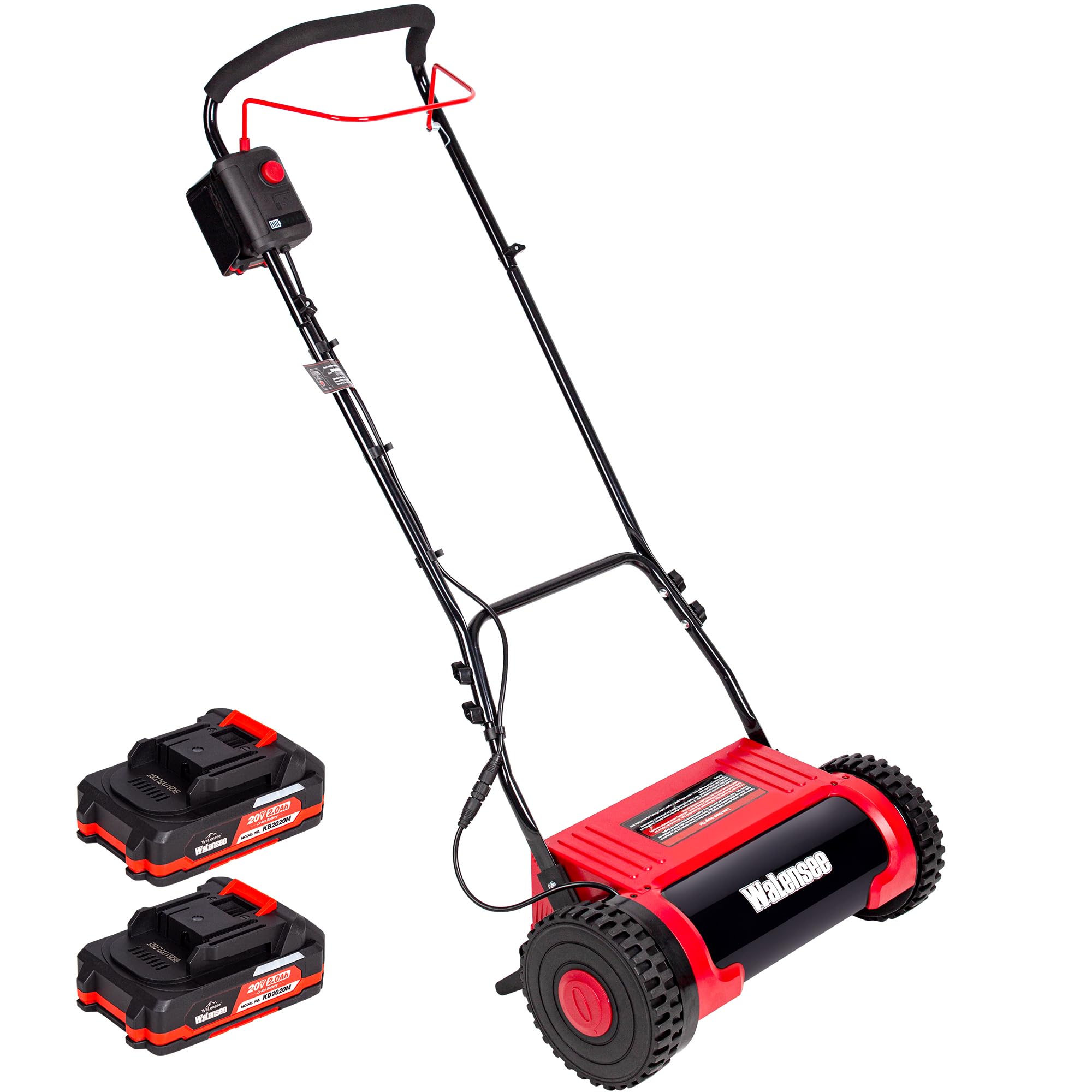 Walensee front view of 16-inch mower showing compact deck and maneuverability