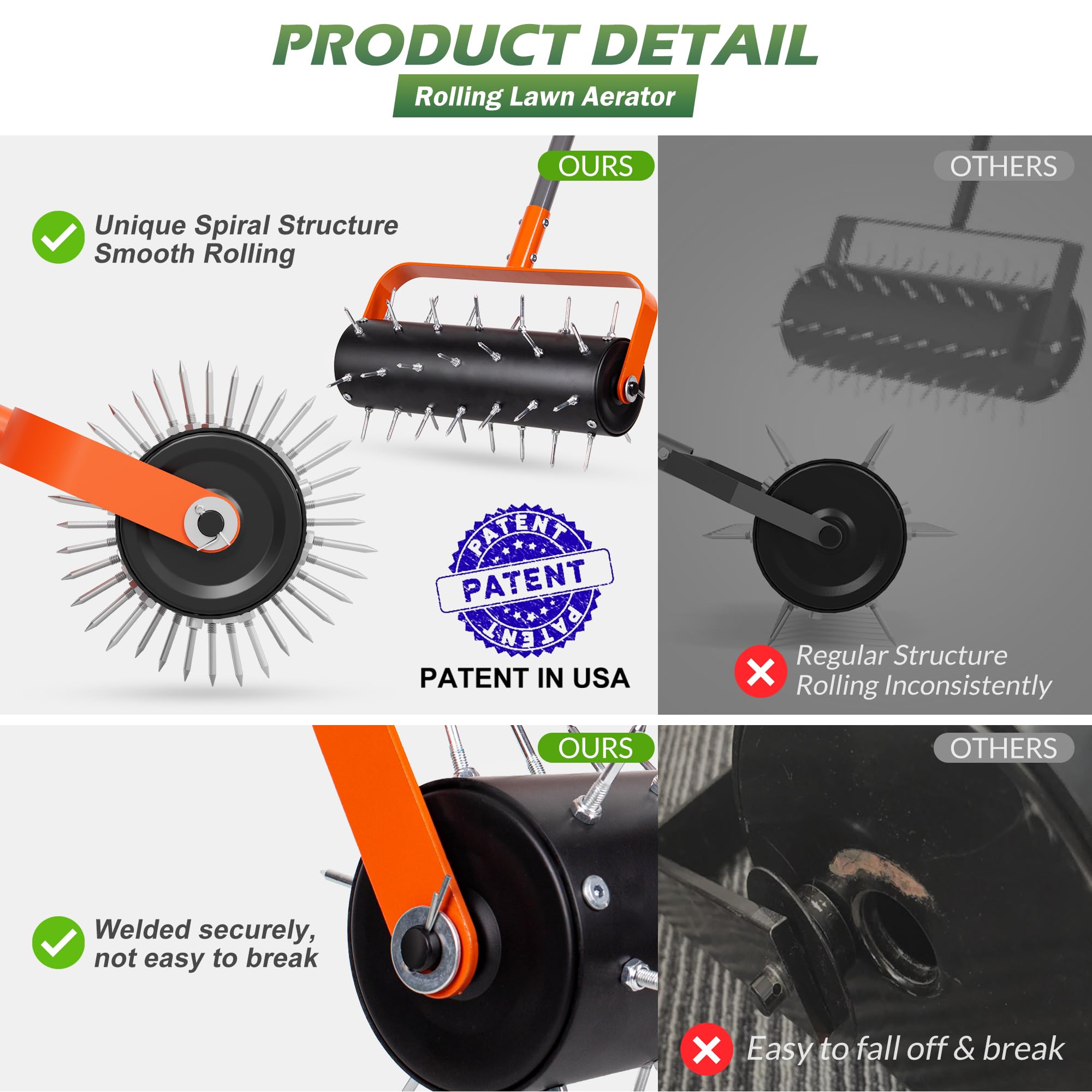 Walensee adjustable handle sections with rubber grip for ergonomic comfort benefit