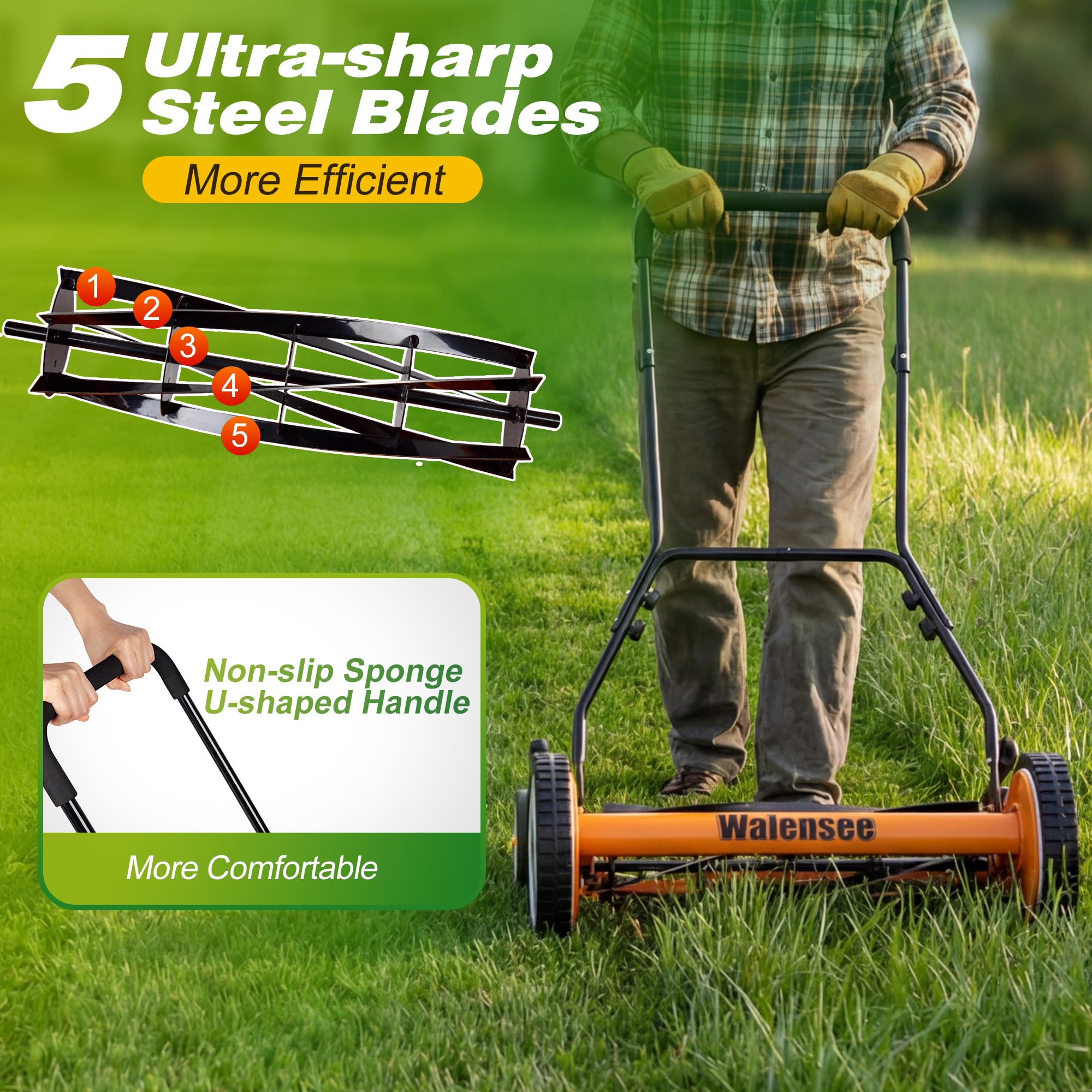 Walensee height adjustment lever showing nine settings for customizable turf length