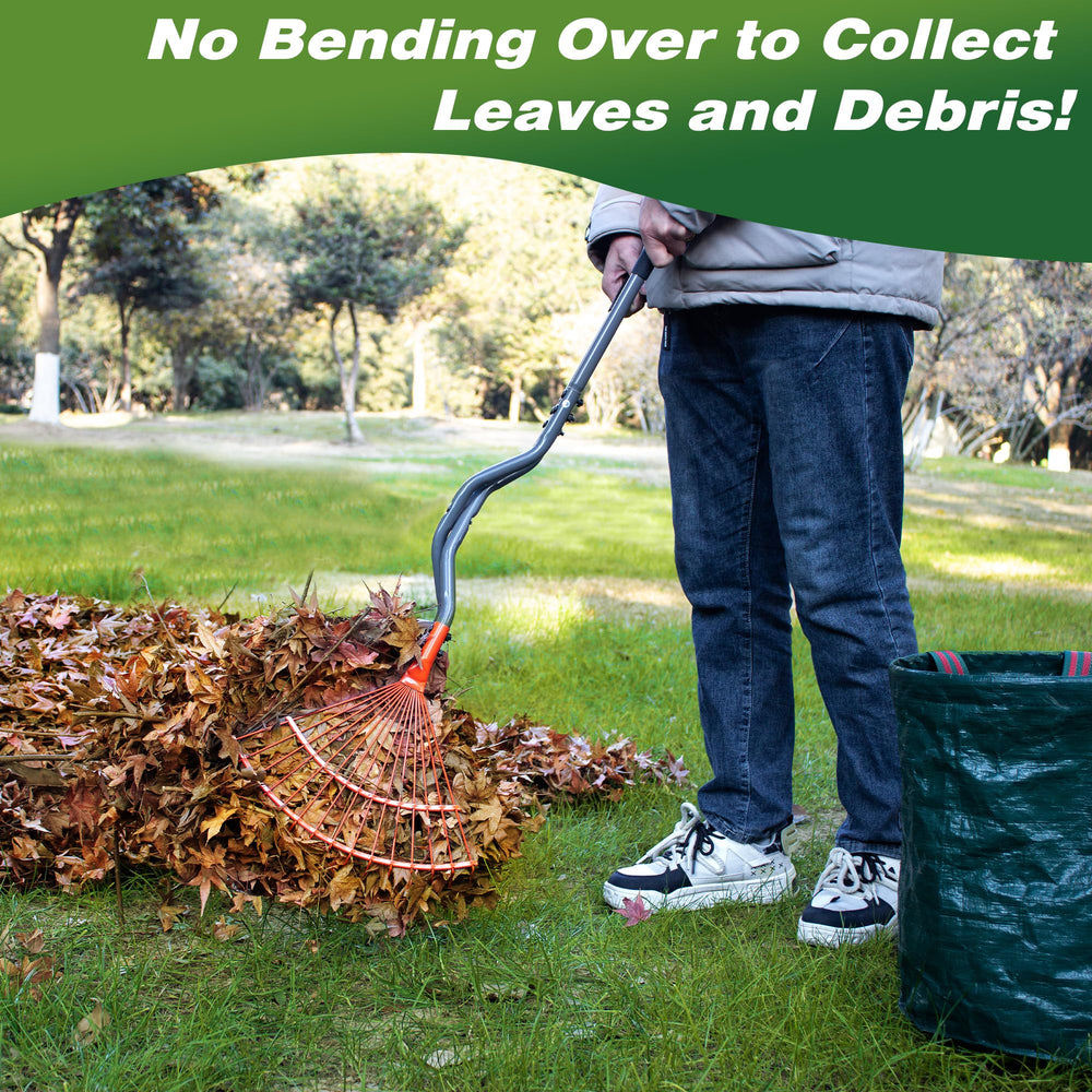 Walensee scooping leaves into pile for faster lawn collection