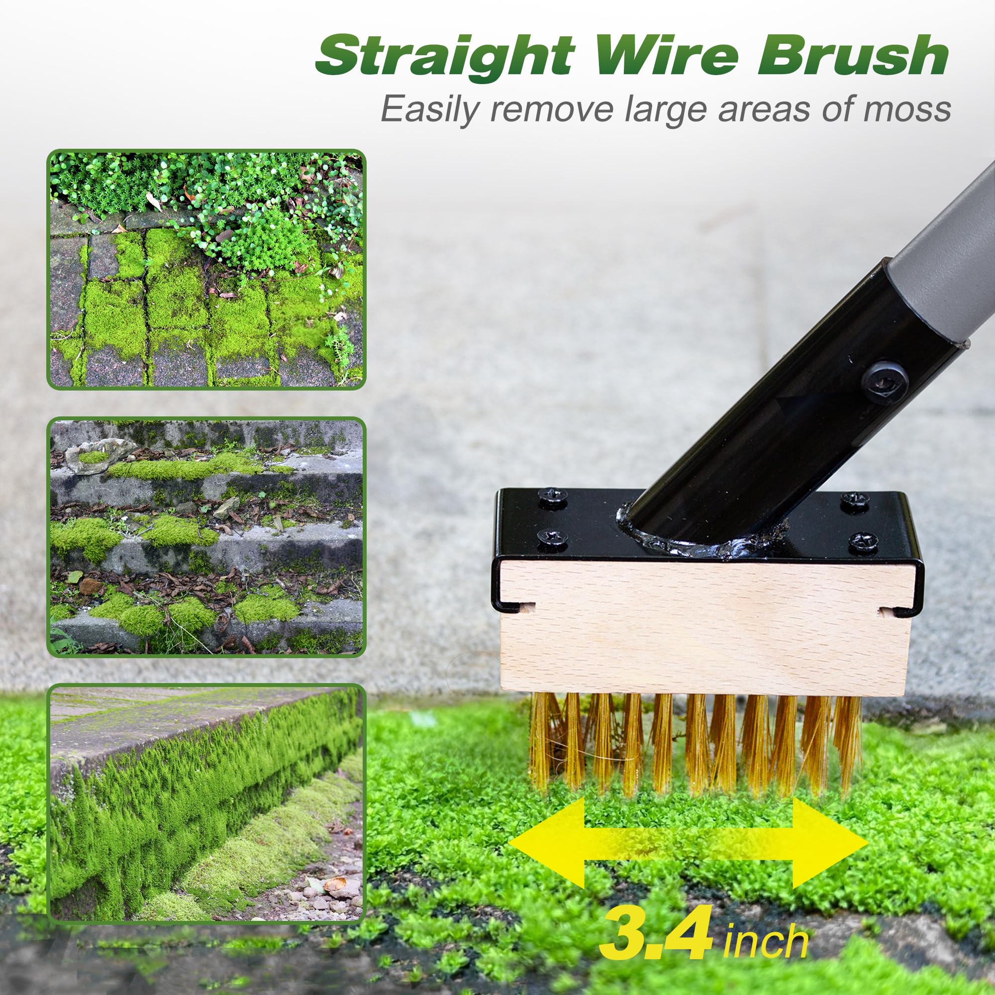 Walensee tool being used to scrape weeds from a patio crack for cleaner surface