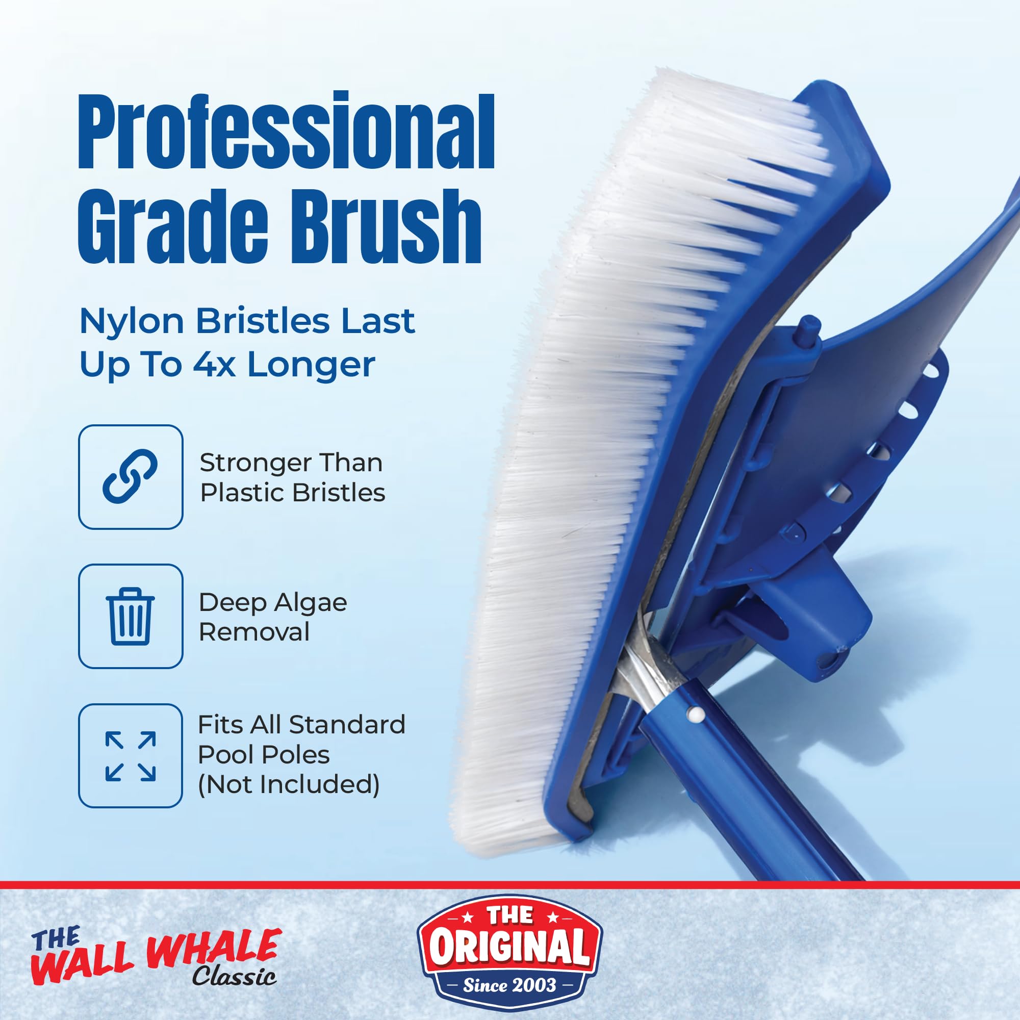 Wall Whale brushing pool wall removing algae for faster cleaning