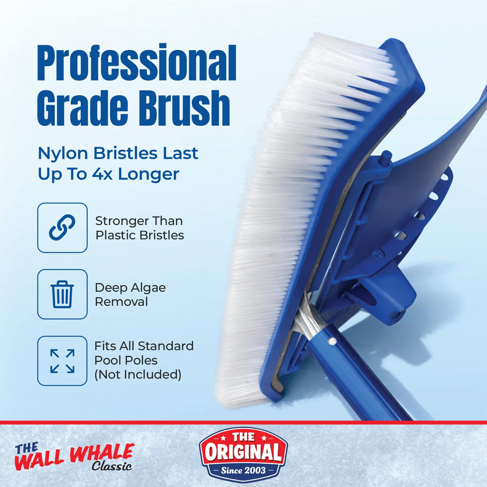 Wall Whale brushing pool wall removing algae for faster cleaning