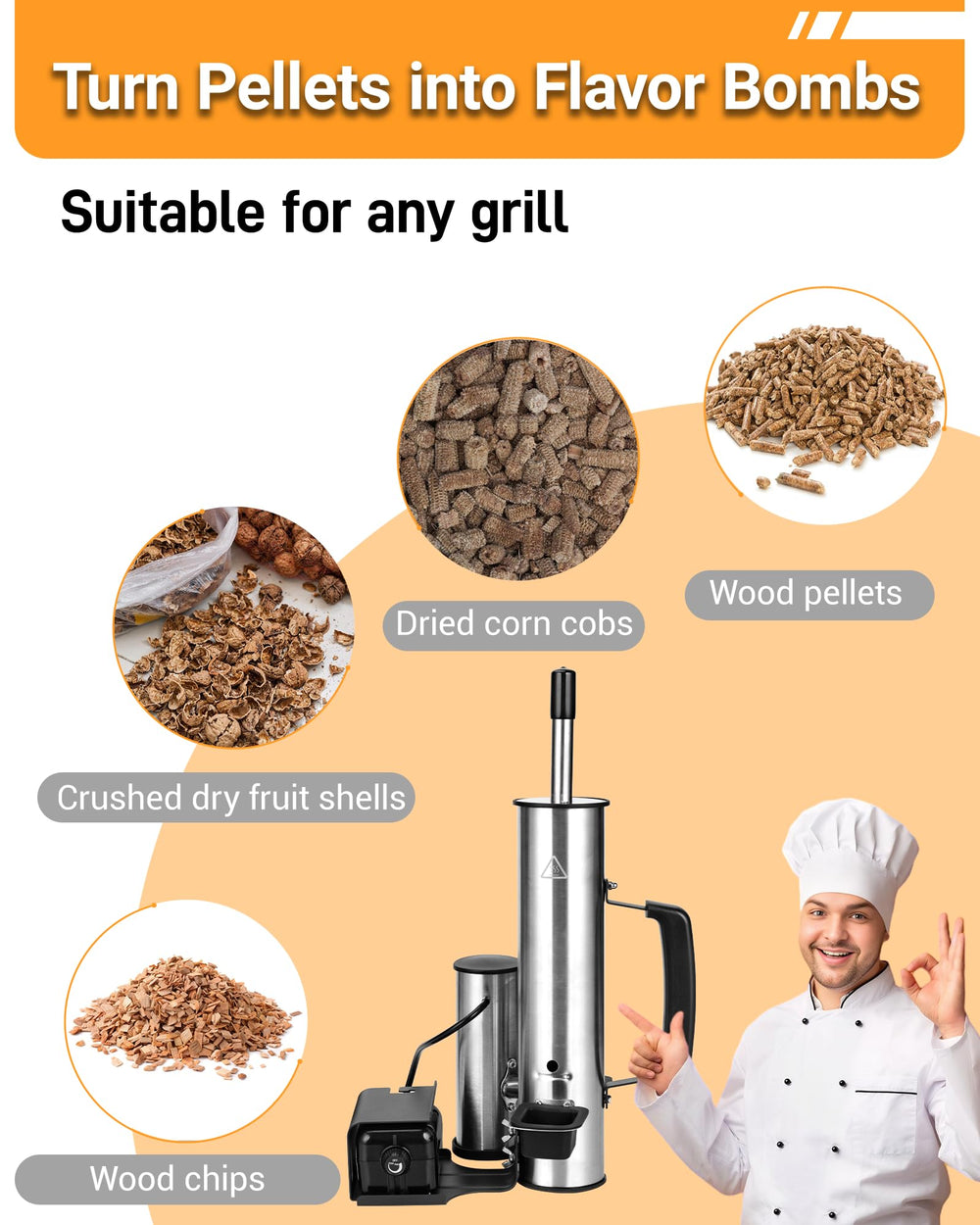 Walpreson inlet loaded with wood chips for consistent cold smoke